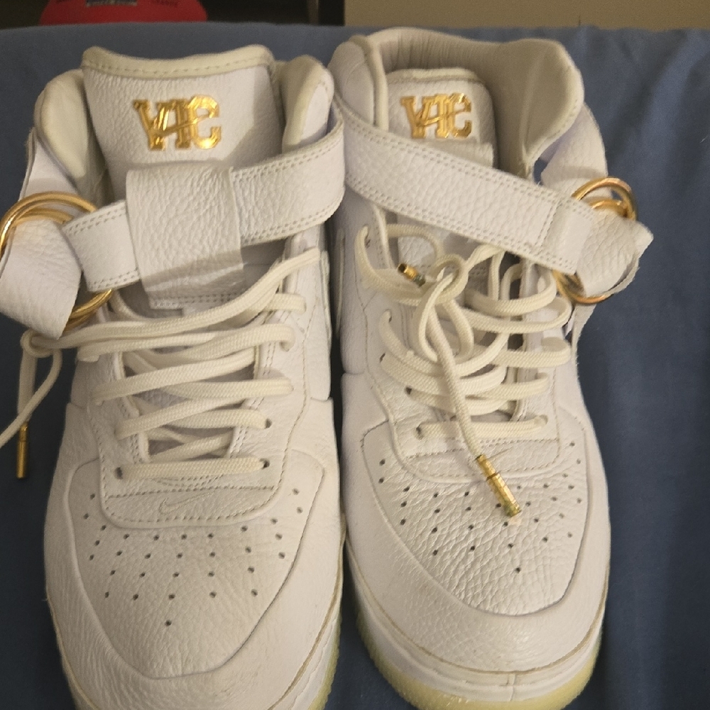 Nike White and Gold Athletic Shoes